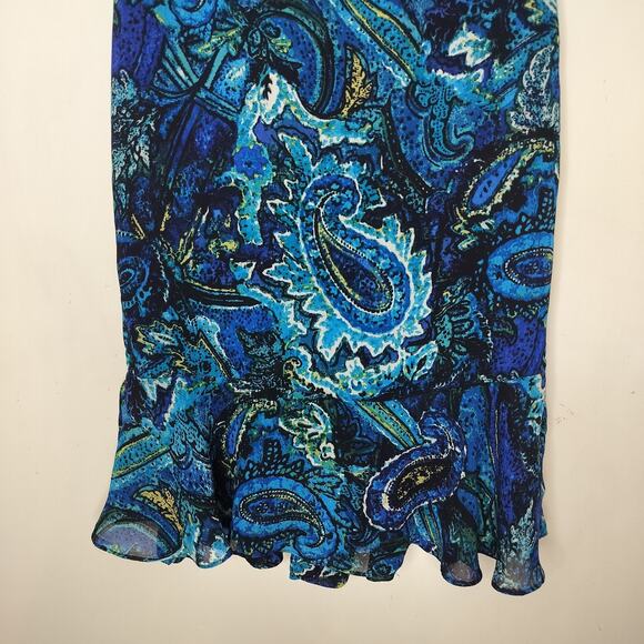 Chico's Design Paisley Skirt Flounce Hem Midi Rayon - Picture 3 of 10